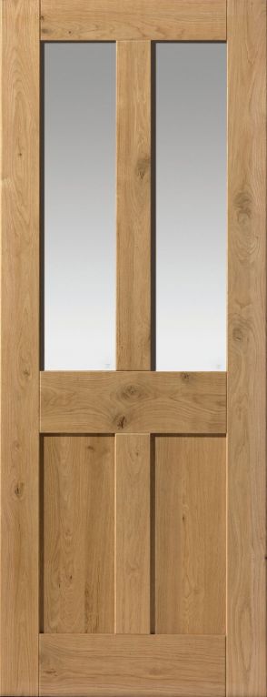 JB Kind Rustic Oak 4 Panel Glazed Prefinished internal door